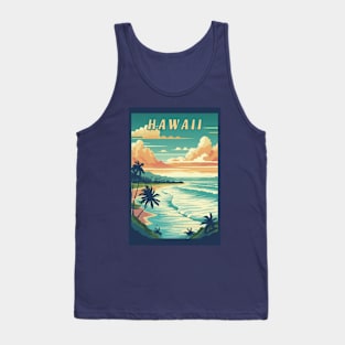 Hawaii Vintage Retro Travel Poster Tank Top